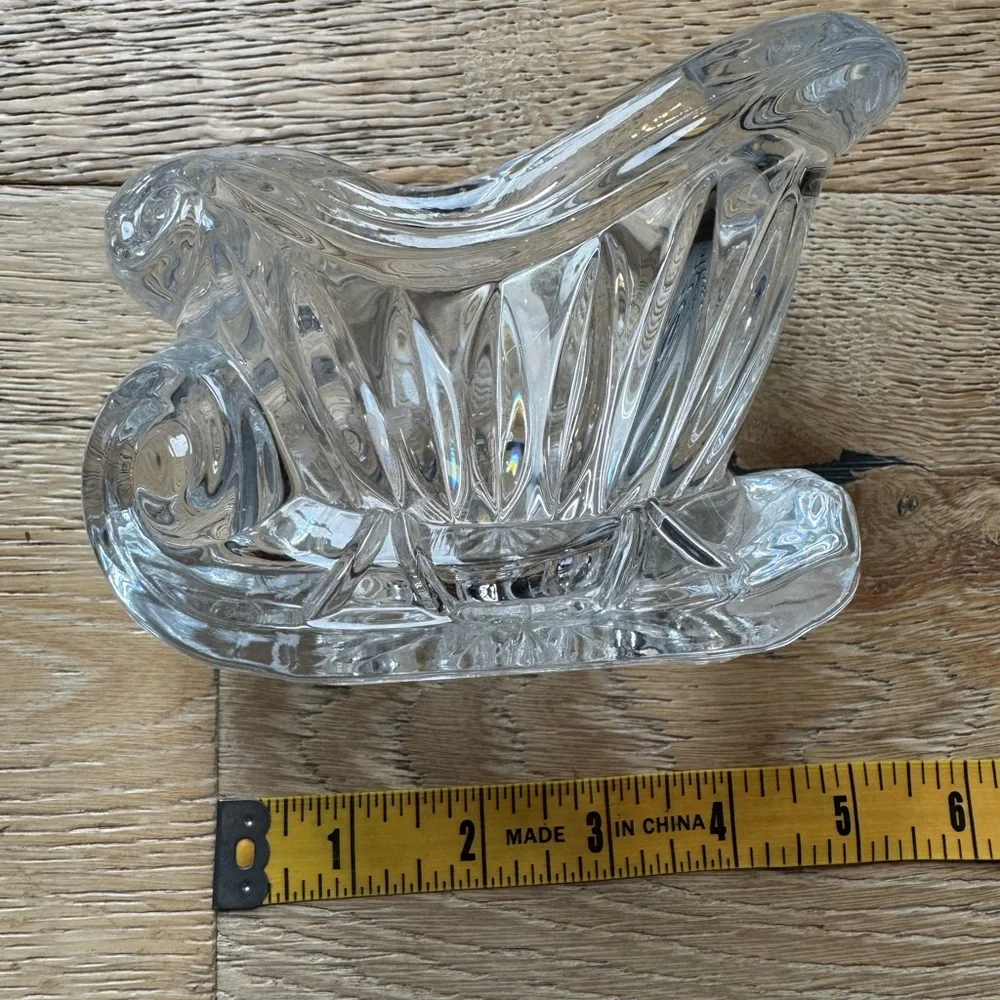 🔥CRYSTAL CHRISTMAS SLEIGH🔥NEW Centerpiece Candy TRINKET Dish VINTAGE PriceFirm!